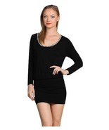 M-Rena Jeweled Scoop Neck Seamless Blouson Mini Dress One Size - £20.73 GBP