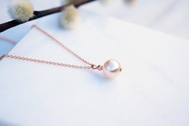 Gold South Sea Pearl Ball Pendant Necklace Oval Pearl Necklace, Bridal Jewellery - £104.03 GBP
