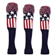 Stripes Knitted Golf Club Head Covers 3Pcs Set 1 3 5 Driver &amp; Fairway He... - £29.81 GBP