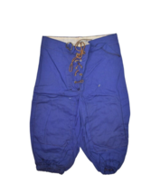 Vintage 40s Football Pants Blue Cotton Leather Tie Uniform Jersey 50s 60s - $37.59