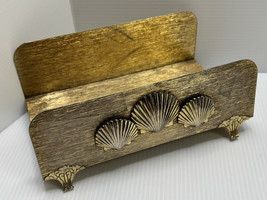 VTG MCM Stylebuilt 24k Gold Plates Metal Tissue Towel Holder Sea Shells - £10.82 GBP