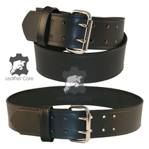 Sam Browne Black Genuine Calf Leather DUTY BELT 2&#39;&#39; wide 3.5m Thick Leather Belt - £27.52 GBP