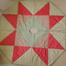 VHC Brands Rustic Octagan Quilted 48&quot; Buttons Christmas Tree Skirt Plaid - $19.80