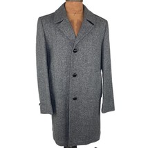 Vintage B. Altman &amp; Co Wool Tweed Long Gray Overcoat Size 40 - $129.58