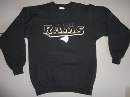 Black Reebok St. Louis Rams Nfl Football Sewn 80-20 Sweatshirt Mens M Verynice - $29.09