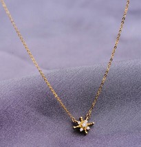 14ct Solid Gold Vintage Jewelled Star Necklace - 14k, gift, chain, tiny, choker - £142.16 GBP