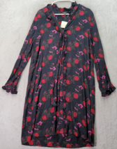 Lucky Brand Sheath Dress Women Medium Black Multi Floral Button Front Drawstring - £22.31 GBP