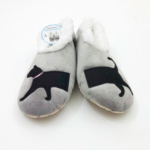 Snoozies Women&#39;s Black Cat on Gray Slippers Medium 7/8 - $12.86