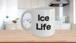 Ice Life Mug White Coffee Cup Fishing Figure Speed Skating Hockey Italian Cream  - £14.60 GBP+