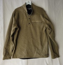 ExOfficio Mens Large Green Jacket Fleece Ribbed Front 1/4 Button Down Pullover - £10.95 GBP