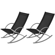 Garden Rocking Chairs 2 pcs Steel and Textilene Black - £52.01 GBP