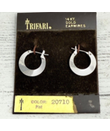 Vintage Crown Trifari Silver Tone Earrings 5/8” Small Flat 14KT Gold Earwire New - $39.99