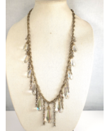 Vintage ANN Taylor Aurora Borealis Bead Dangle Prizm Crystal Gold Tone N... - $689.76 MXN