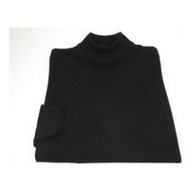 Men's Sweater Knit By BRANGO Turkey Mock Neck Cotton Blend 21050 Black image 3
