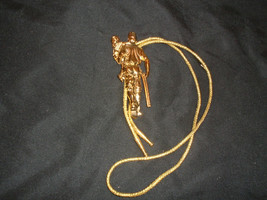 Vintage Shriners Masonic freemason man child gold plated metal Bolo Tie - £23.36 GBP