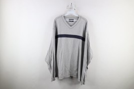 Vintage 90s Eddie Bauer Mens 2XL Distressed Heavyweight Ribbed Knit T-Shirt Gray - £31.61 GBP