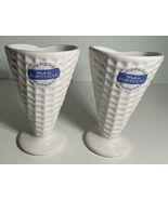 Faiancas Ramos 2 Ceramic ice cream bowls shaped like waffle cones WHITE ... - $21.73