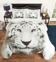 Photo Real Comforter Sets Full Queen White Tiger - £53.47 GBP
