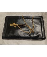 Vintage Morris Moskowitz Black Leather Handbag Clutch Purse 11&quot;x7&quot; - £25.42 GBP