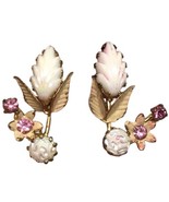 Vintage Clip On Earrings Enamel Gold Tone  - €17,46 EUR