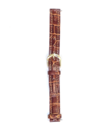 Flex-on 11mm Brown Genuine Leather Watch Band With Gold-tone Buckle - $22.85 CAD