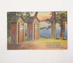 Vintage His &amp; Hers Outhouse 1946 Curt Teich Privy Postcard Posted - £6.15 GBP