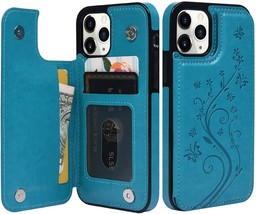 Compatible with iPhone 12 Pro Flip Case, Wallet Case with Card   6.1 Inch (Blue) - $9.74