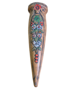 Wooden Japanese Wall Pocket Hand Carved Floral 9&quot; x 2.5&quot; Vase Storage Decor - $29.00