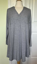 Softies Gray Long Sleeve Henley Comfy Lounge Top 2X buttons soft pockets... - $49.47