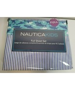 NauticaKids Shark Ocean Blue White Stripe FULL Sheet Set NEW Nautica Kids - £23.58 GBP