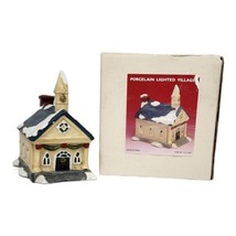 Christmas Snow Village House Vintage 90s Porcelain Lighted Church Original Box - £13.80 GBP