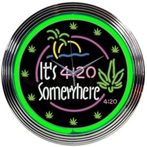 It&#39;s 4:20 Somewhere High Life 15&quot; Wall Décor Neon Clock 8IT420 - £64.78 GBP