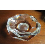 BOHEMIAN CRYSTAL ASHTRAY CLEAR AND AMBER FACETED ROUND 5 &quot; - £42.64 GBP