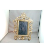 Antique Gilt Cast Iron Easel Tabletop Picture Photo Frame Ornate Large - $69.99