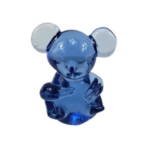 Vintage Hand Blown Blue Teddy Koala Bear Art Glass Paperweight Figurine - $162.57 MXN