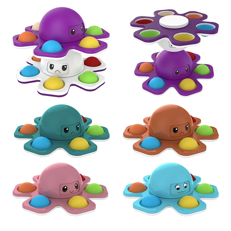Funny Fidget toys Octopus Spinning Top Vent Gyro Three Expression Fidget... - £6.66 GBP