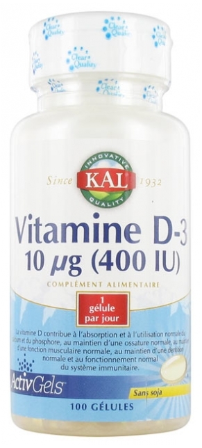 Kal Vitamin D-3 10 g (400 IU) 100 Capsules - $62.00