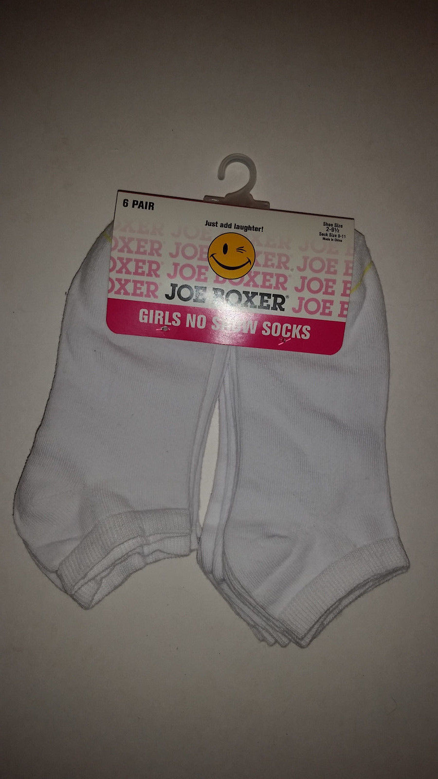 Joe Boxer Girls No Show Socks  Size 9-11 6 Pack NWT White  - $9.09