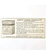 Barker Hasty Lunch Chocolate 1897 Advertisement Victorian Cocoa NYC ADBN1A4 - €17,15 EUR