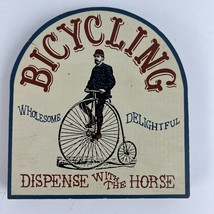Bicycling Wholesome Delightful Dispense Horse Wood Plaque Sign Bicycle B... - $14.84