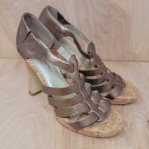 Jessica Simpson Womens Sandals Size 8.5 B Bronze Cork Open toe Pumps - £20.35 GBP