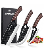 Knife Meat Cleaver Knife, Hand Forged Japanese Knife Set of 3, High Carb... - $183.05