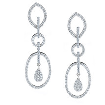 Mujer Pendientes Lágrima 14k Oro Blanco 1.45 TCW Natural Diamante Auténtico - £1,297.58 GBP