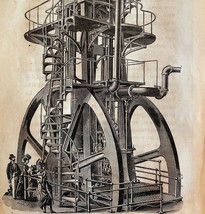 Morris Blowing Engine 1876 Worlds Fair Centennial Expo Victorian Woodcut... - $69.99