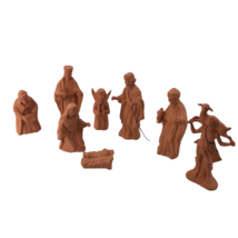 VTG Terra Cotta Christmas Nativity 10 Piece Set Holiday Travel - £66.10 GBP