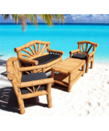 Bamboo Pipe Solid Seating Area Garden Furniture Bench Table Chair Patio - $7,069.41 MXN+
