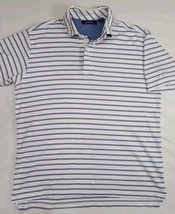 Jack Nicklaus Mens Size M Short Sleeve Polo Shirt White With Blue Stripes - $16.71