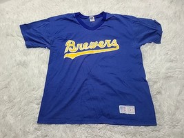 RUSSELL ATHLETIC L T-Shirt Blank Baseball Jersey MILWAUKEE BREWERS V-NEC... - £9.84 GBP