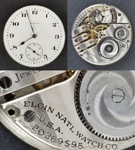 Elgin Natl Watch Co. pocket movement face hands 17j 16s 1918 USA - $45.03 CAD