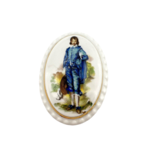 Camelot Fine Bone China Blue Boy Gold Trim Trinket Box Made in England 2”x 1.5” - £13.69 GBP